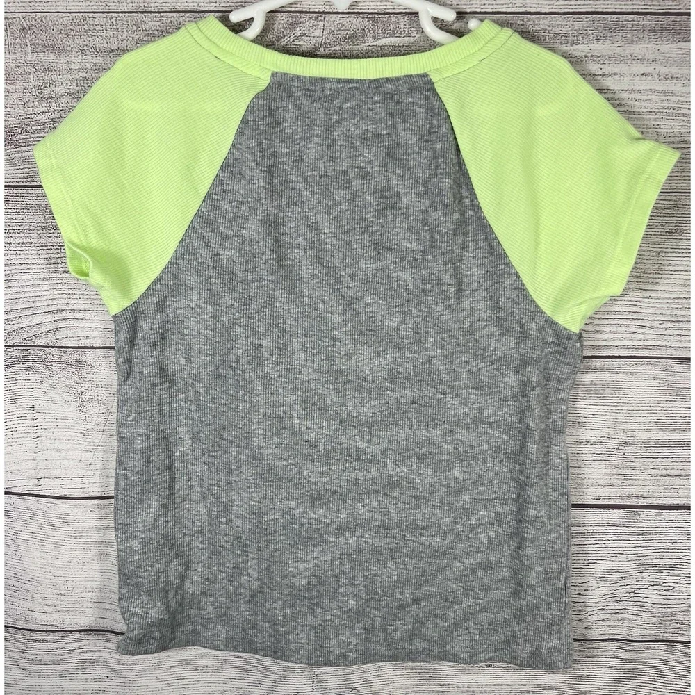 Justice Girls Sequin Short Sleeve Lime Green T-Shirt Color Block Logo M 10